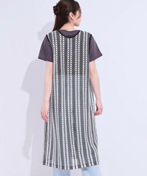 SHOO・LA・RUE / シューラルー ベスト | 【S-LL】羽織るだけでサマ見え バイカラーレースジレ | 詳細2