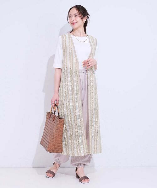 SHOO・LA・RUE / シューラルー ベスト | 【S-LL】羽織るだけでサマ見え バイカラーレースジレ | 詳細7