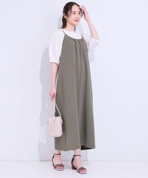 セール】 ぽこぽこギャザーキャミワンピース （ロング・マキシ丈