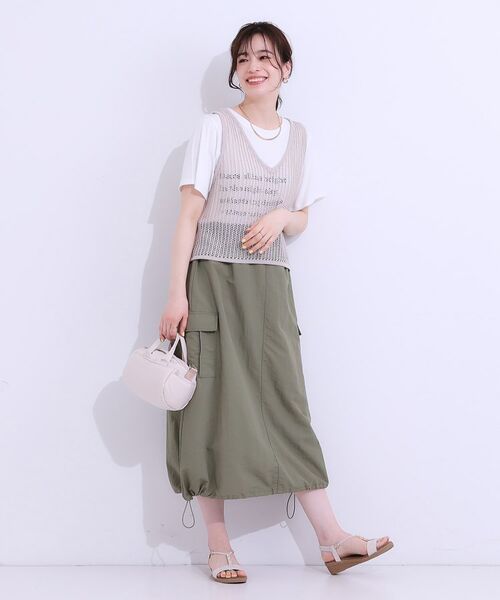 SHOO・LA・RUE / シューラルー ロング・マキシ丈スカート | 【2WAY/S-LL】バルーンシルエットにもなる ナイロンカーゴスカート | 詳細10