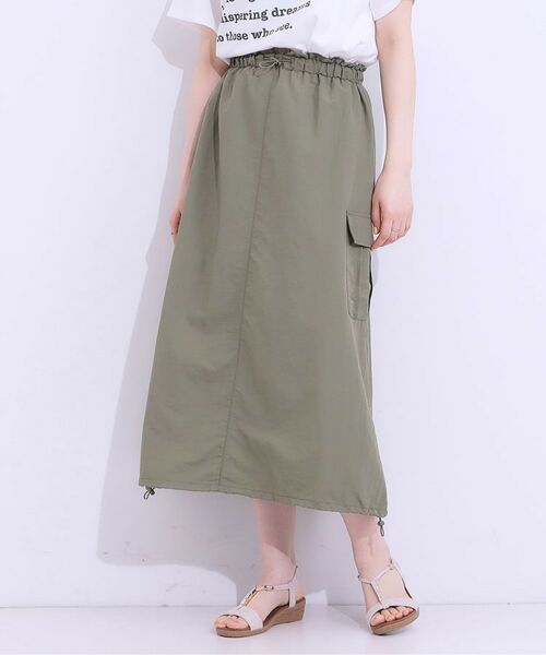 SHOO・LA・RUE/シューラルー 【2WAY/S-LL】】バルーンシルエットにもなる ナイロンカーゴスカート オリーブグリーン(026) 03(L) SHOO・LA・RUE/シューラルー 【2WAY/S-LL】】バルーンシルエットにもなる ナイロンカーゴスカート オリーブグリーン(026) 03(L)