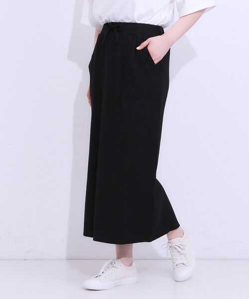 SHOO・LA・RUE/シューラルー 【S-LL】ウエストゴムで楽ちん カットリブナロースカート ブラック(019) 01(S) SHOO・LA・RUE/シューラルー 【S-LL】ウエストゴムで楽ちん カットリブナロースカート ブラック(019) 01(S)