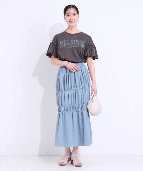 SHOO・LA・RUE / シューラルー ロング・マキシ丈スカート | 【S-LL】コーデが華やかに シャーリングデザインスカート | 詳細11