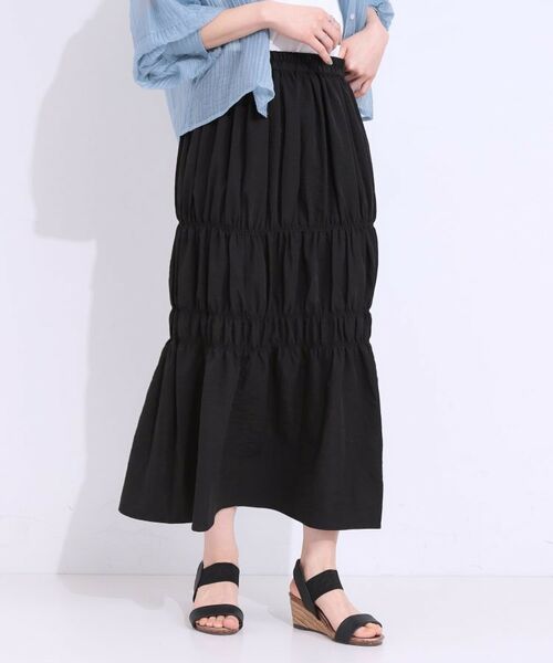 SHOO・LA・RUE / シューラルー ロング・マキシ丈スカート | 【S-LL】コーデが華やかに シャーリングデザインスカート | 詳細5