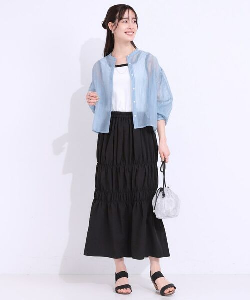 SHOO・LA・RUE / シューラルー ロング・マキシ丈スカート | 【S-LL】コーデが華やかに シャーリングデザインスカート | 詳細7