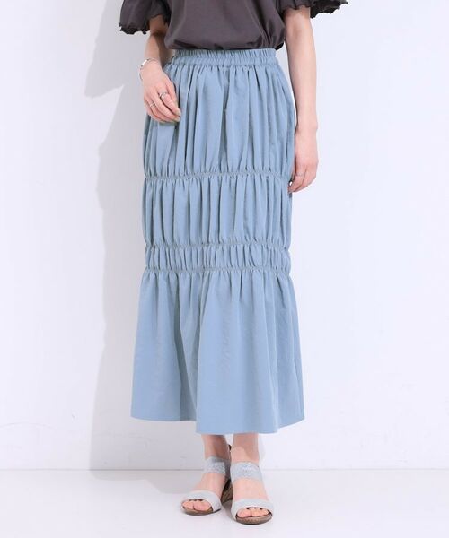 SHOO・LA・RUE / シューラルー ロング・マキシ丈スカート | 【S-LL】コーデが華やかに シャーリングデザインスカート | 詳細9