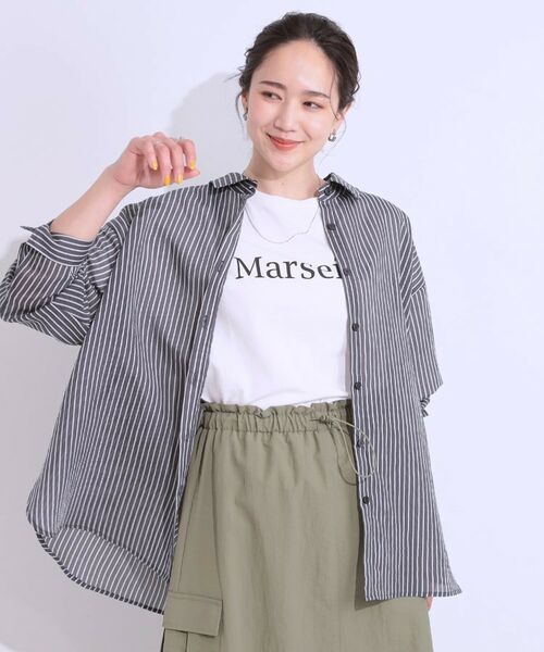 SHOO・LA・RUE / シューラルー シャツ・ブラウス | 大人の抜け感コーデに シアーストライプ BIGシャツ | 詳細1