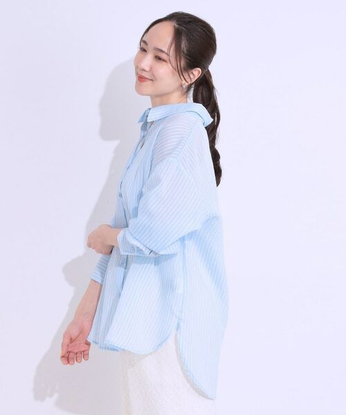 SHOO・LA・RUE / シューラルー シャツ・ブラウス | 大人の抜け感コーデに シアーストライプ BIGシャツ | 詳細10