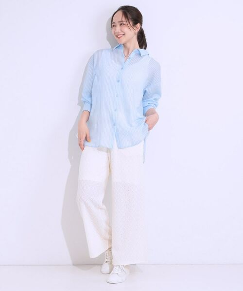 SHOO・LA・RUE / シューラルー シャツ・ブラウス | 大人の抜け感コーデに シアーストライプ BIGシャツ | 詳細11