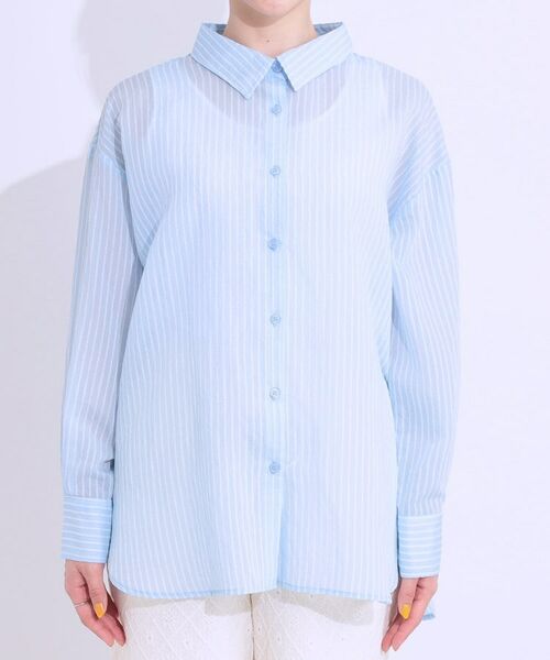 SHOO・LA・RUE / シューラルー シャツ・ブラウス | 大人の抜け感コーデに シアーストライプ BIGシャツ | 詳細13