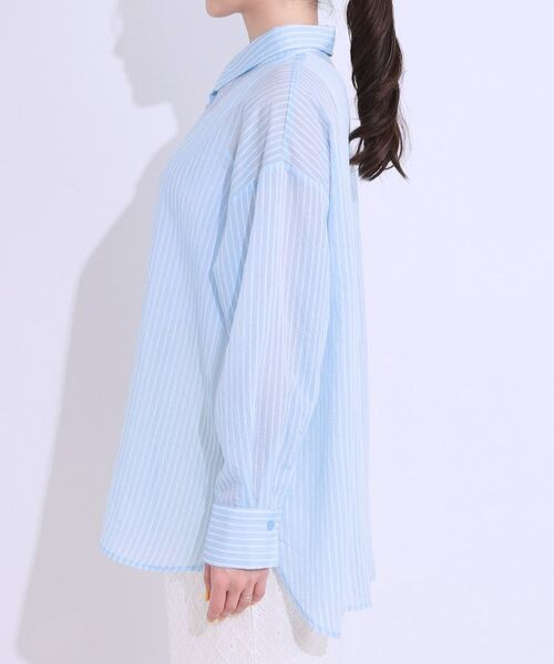 SHOO・LA・RUE / シューラルー シャツ・ブラウス | 大人の抜け感コーデに シアーストライプ BIGシャツ | 詳細14