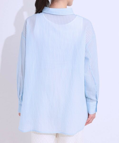 SHOO・LA・RUE / シューラルー シャツ・ブラウス | 大人の抜け感コーデに シアーストライプ BIGシャツ | 詳細15