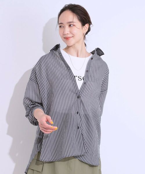 SHOO・LA・RUE / シューラルー シャツ・ブラウス | 大人の抜け感コーデに シアーストライプ BIGシャツ | 詳細2