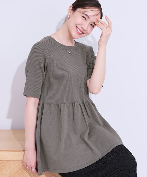 SHOO・LA・RUE / シューラルー ニット・セーター | ペプラムニットトップス(チャコールグレー(014))