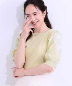 SHOO・LA・RUE / シューラルー ニット・セーター | 【S-LL】お袖刺繍がアクセント ラウンドネックニット