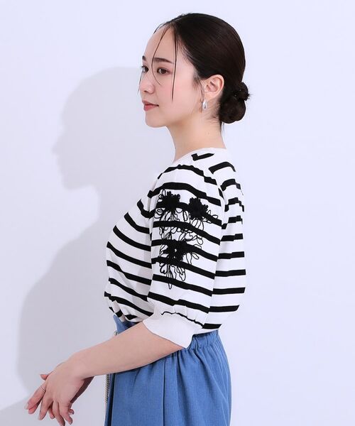 SHOO・LA・RUE / シューラルー ニット・セーター | 【S-LL】お袖刺繍がアクセント ラウンドネックニット | 詳細14