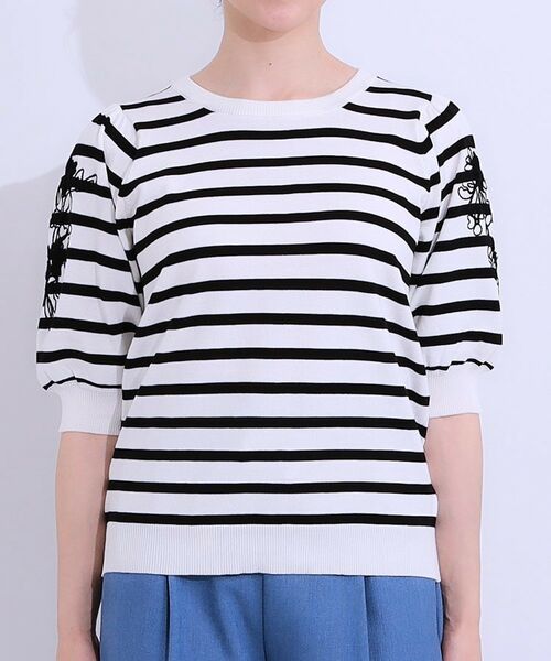 SHOO・LA・RUE / シューラルー ニット・セーター | 【S-LL】お袖刺繍がアクセント ラウンドネックニット | 詳細17