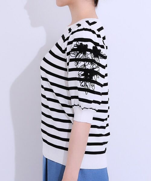 SHOO・LA・RUE / シューラルー ニット・セーター | 【S-LL】お袖刺繍がアクセント ラウンドネックニット | 詳細18