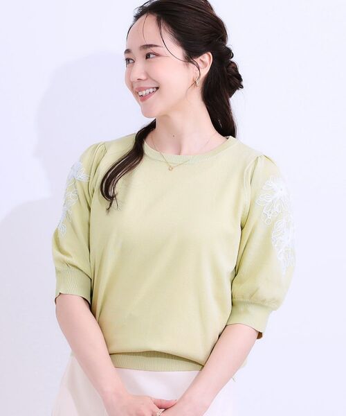 SHOO・LA・RUE / シューラルー ニット・セーター | 【S-LL】お袖刺繍がアクセント ラウンドネックニット | 詳細9