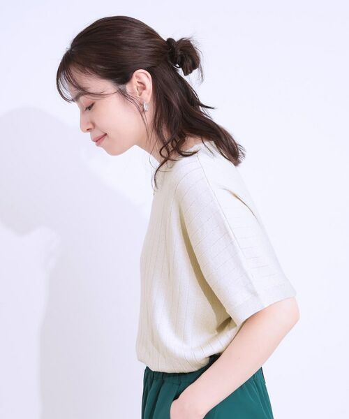 SHOO・LA・RUE / シューラルー ニット・セーター | 【二の腕カバー】さりげないラメが上品見え リブドルマンニット | 詳細6