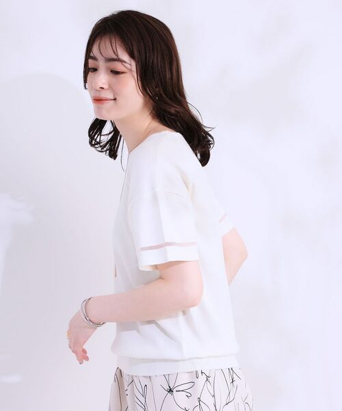 SHOO・LA・RUE / シューラルー ニット・セーター | 【S-LL/洗える/UV】お袖シアーでヘルシーに フレアスリーブサマーニット | 詳細2