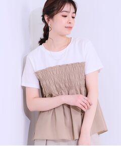 【洗える/S-LL】大人に似合う ビスチェ風ドッキングトップス