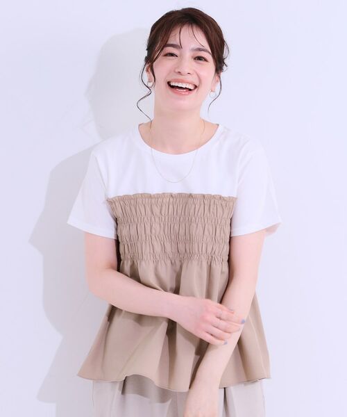 SHOO・LA・RUE / シューラルー カットソー | 【洗える/S-LL】大人に似合う ビスチェ風ドッキングトップス | 詳細1