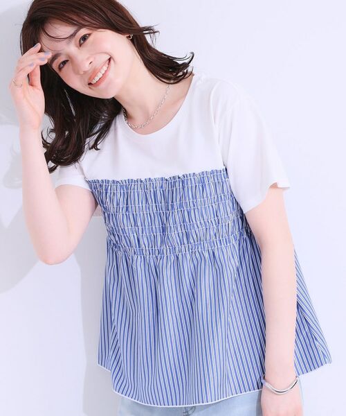 SHOO・LA・RUE / シューラルー カットソー | 【洗える/S-LL】大人に似合う ビスチェ風ドッキングトップス(オフホワイト(503))