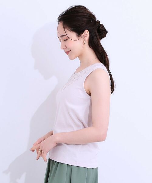 SHOO・LA・RUE / シューラルー キャミソール・チューブトップ | 【S-LL】レースで魅せる 綿混タンクトップ | 詳細14