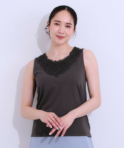 SHOO・LA・RUE / シューラルー キャミソール・チューブトップ | 【S-LL】レースで魅せる 綿混タンクトップ | 詳細9