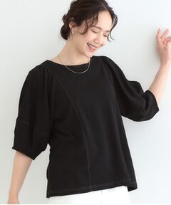 SHOO・LA・RUE / シューラルー カットソー | 【洗える/S-LL/UV】 配色ステッチがアクセント 大人のデザイントップス