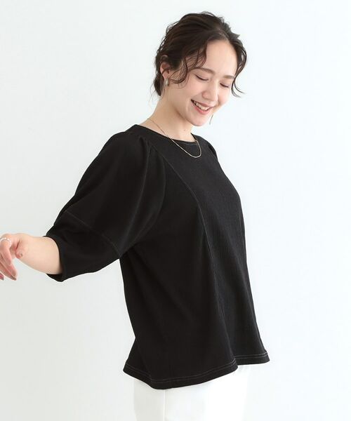 SHOO・LA・RUE / シューラルー カットソー | 【洗える/S-LL/UV】 配色ステッチがアクセント 大人のデザイントップス | 詳細2