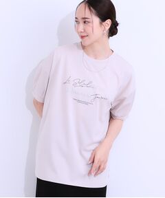 SHOO・LA・RUE / シューラルー Tシャツ | 【S-LL/ひんやり/UV】こなれ感あるぷっくりラメ デザインロゴTシャツ