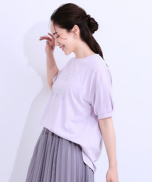 SHOO・LA・RUE / シューラルー Tシャツ | 【S-LL/ひんやり/UV】こなれ感あるぷっくりラメ デザインロゴTシャツ | 詳細10