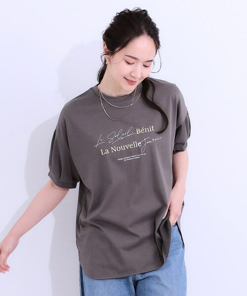 SHOO・LA・RUE / シューラルー Tシャツ | 【S-LL/ひんやり/UV】こなれ感あるぷっくりラメ デザインロゴTシャツ | 詳細14