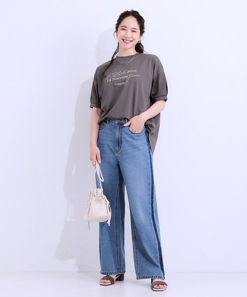 SHOO・LA・RUE / シューラルー Tシャツ | 【S-LL/ひんやり/UV】こなれ感あるぷっくりラメ デザインロゴTシャツ | 詳細15