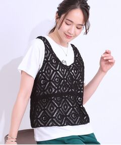 SHOO・LA・RUE / シューラルー その他トップス | 【S-LL/2点セット】大人カジュアルに レースビスチェ+プリントTシャツ