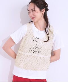 SHOO・LA・RUE / シューラルー その他トップス | 【S-LL/2点セット】大人カジュアルに レースビスチェ+プリントTシャツ