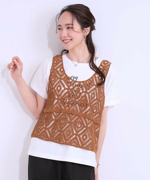 SHOO・LA・RUE / シューラルー その他トップス | 【S-LL/2点セット】大人カジュアルに レースビスチェ+プリントTシャツ | 詳細16