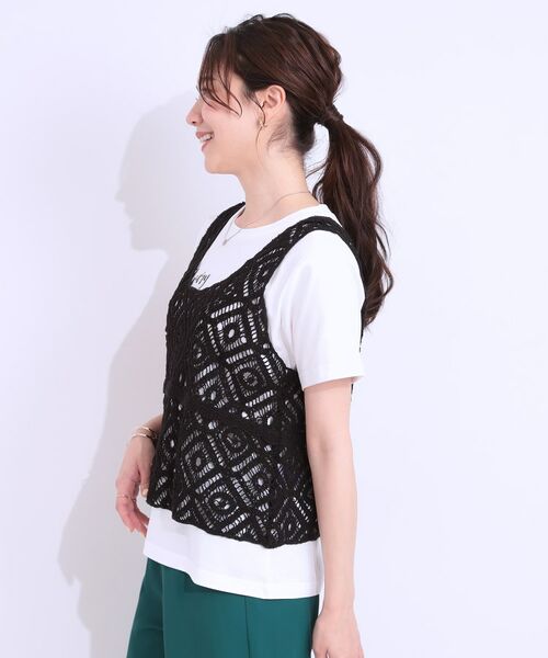 SHOO・LA・RUE / シューラルー その他トップス | 【S-LL/2点セット】大人カジュアルに レースビスチェ+プリントTシャツ | 詳細2