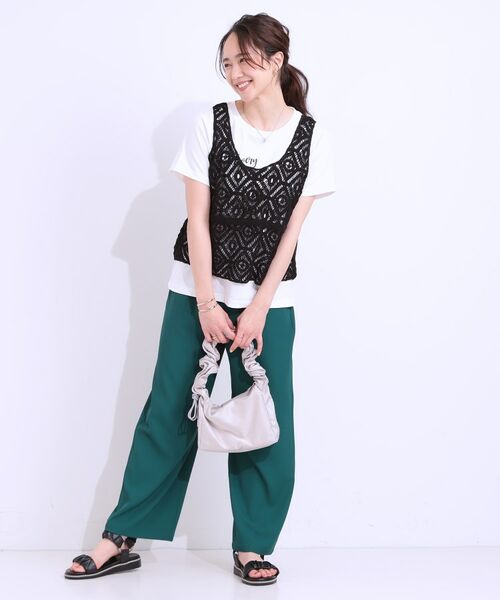 SHOO・LA・RUE / シューラルー その他トップス | 【S-LL/2点セット】大人カジュアルに レースビスチェ+プリントTシャツ | 詳細3