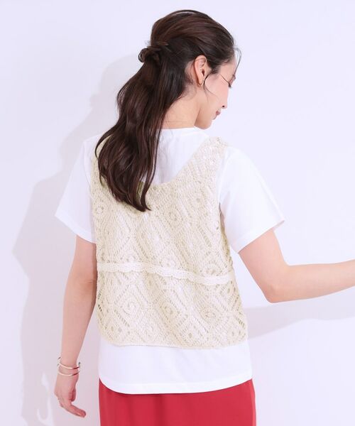 SHOO・LA・RUE / シューラルー その他トップス | 【S-LL/2点セット】大人カジュアルに レースビスチェ+プリントTシャツ | 詳細6