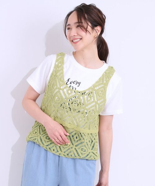 SHOO・LA・RUE / シューラルー その他トップス | 【S-LL/2点セット】大人カジュアルに レースビスチェ+プリントTシャツ | 詳細9