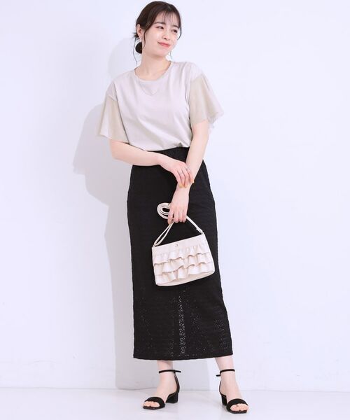 SHOO・LA・RUE / シューラルー カットソー | 【S-LL/ひんやり】大人フェミニンに お袖チュール フリルトップス | 詳細11