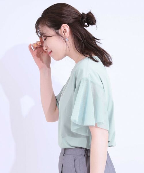 SHOO・LA・RUE / シューラルー カットソー | 【S-LL/ひんやり】大人フェミニンに お袖チュール フリルトップス | 詳細2