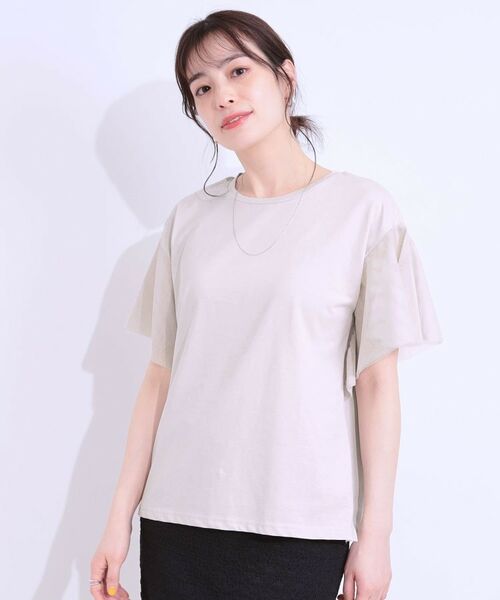 SHOO・LA・RUE / シューラルー カットソー | 【S-LL/ひんやり】大人フェミニンに お袖チュール フリルトップス | 詳細9