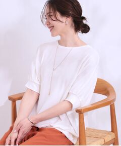 SHOO・LA・RUE / シューラルー カットソー | 【ひんやり/UV】ほんのりラメで大人上品 お袖リブ ドルマントップス