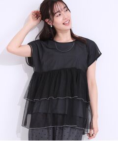 SHOO・LA・RUE / シューラルー カットソー | 【S-LL/2点セット】程よい甘さをプラス Tシャツ＋チュールトップス