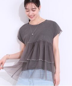 SHOO・LA・RUE / シューラルー カットソー | 【S-LL/2点セット】程よい甘さをプラス Tシャツ＋チュールトップス