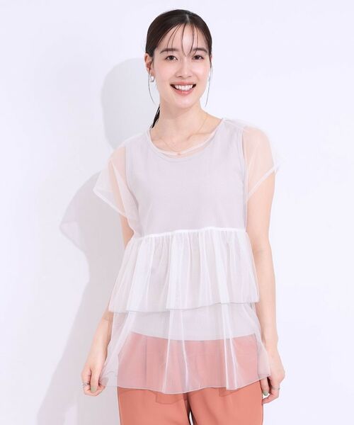 SHOO・LA・RUE / シューラルー カットソー | 【S-LL/2点セット】程よい甘さをプラス Tシャツ+チュールトップス | 詳細10